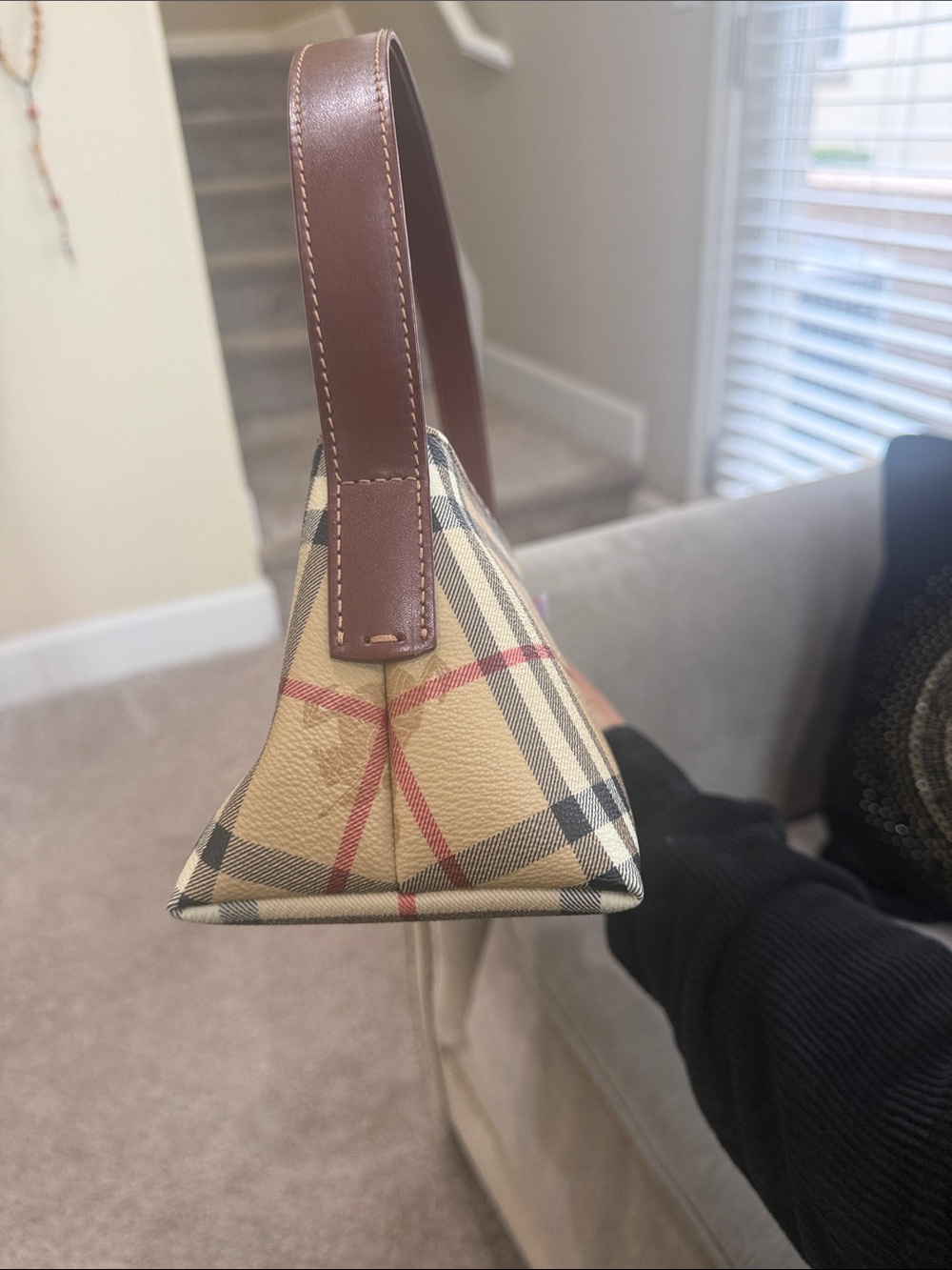 Authentic Burberry Classic Plaid nova check Shoulder Bag in Beige and Brown - Picture 8 of 9